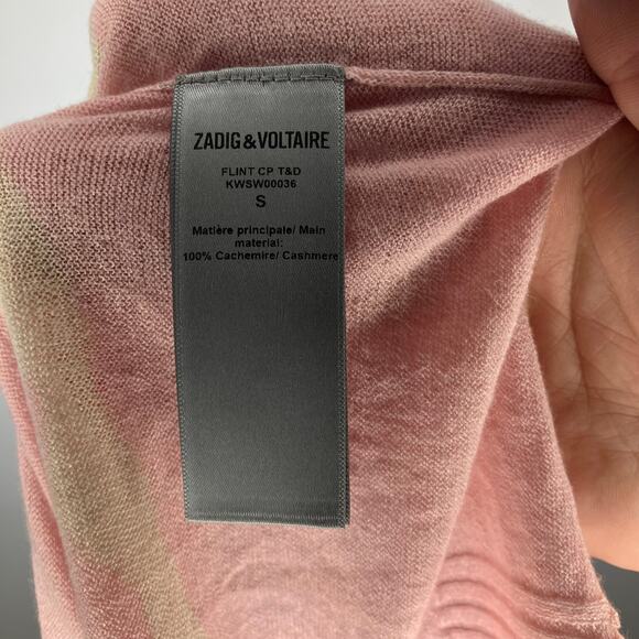 NWT ZADIG & VOLTAIRE Flint Tie Dye Cashmere Sweater Pink Small - Picture 7 of 7